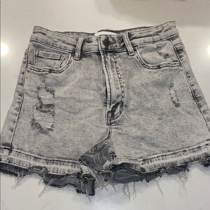 Dry Goods Light Gray Distressed Jean Shorts